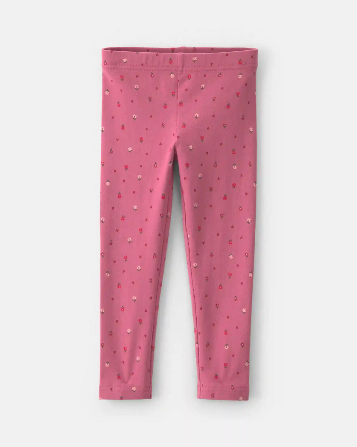 Toddler Girl Floral Cotton Pull-On Stretch Leggings - Pink