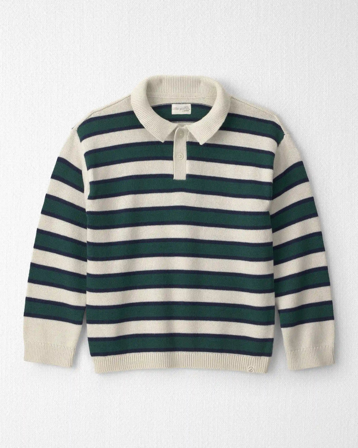 Boys Organic Cotton Sweater Knit Polo in Stripes