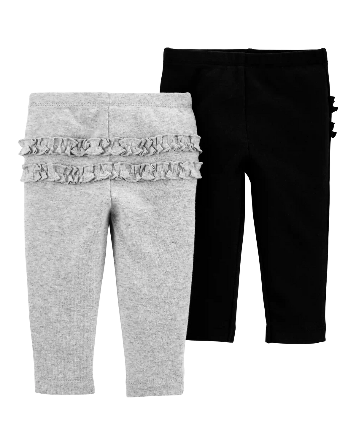 Baby Girl 2-Pack Ruffle-Detail Cotton Pants - Grey/Black