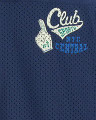 Boys 'Club Sports' Color Block Mesh Long-Sleeve Jersey - Navy Blue/Grey