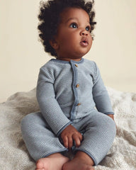Baby Boy Striped Long-Sleeve Jumpsuit - Navy Blue