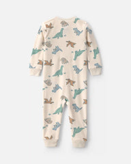 Baby Boy 1-Piece Dino 2-Way Zip DreamPlush Snug Fit Pajama - Cream