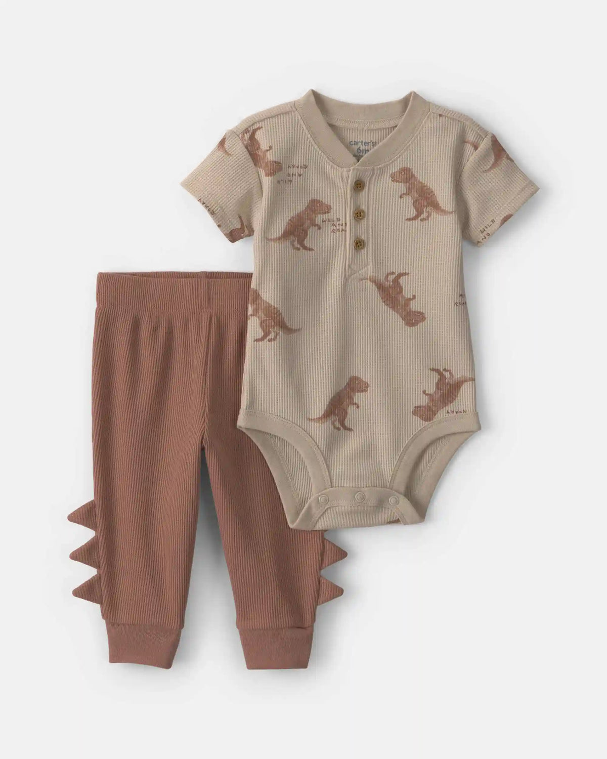 Baby Boy 2-Piece Dinosaur Bodysuit & Pant Set - Brown