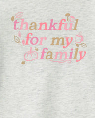 Toddler Girl 'Thankful For My Family' Long-Sleeve Graphic Tee - Grey