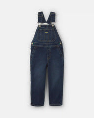 Toddler Elastic Strap Denim Overalls - Dark Wash