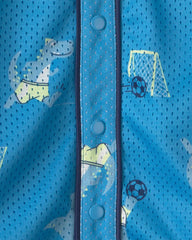 Baby Boy Dinosaur Soccer Mesh Jersey - Blue