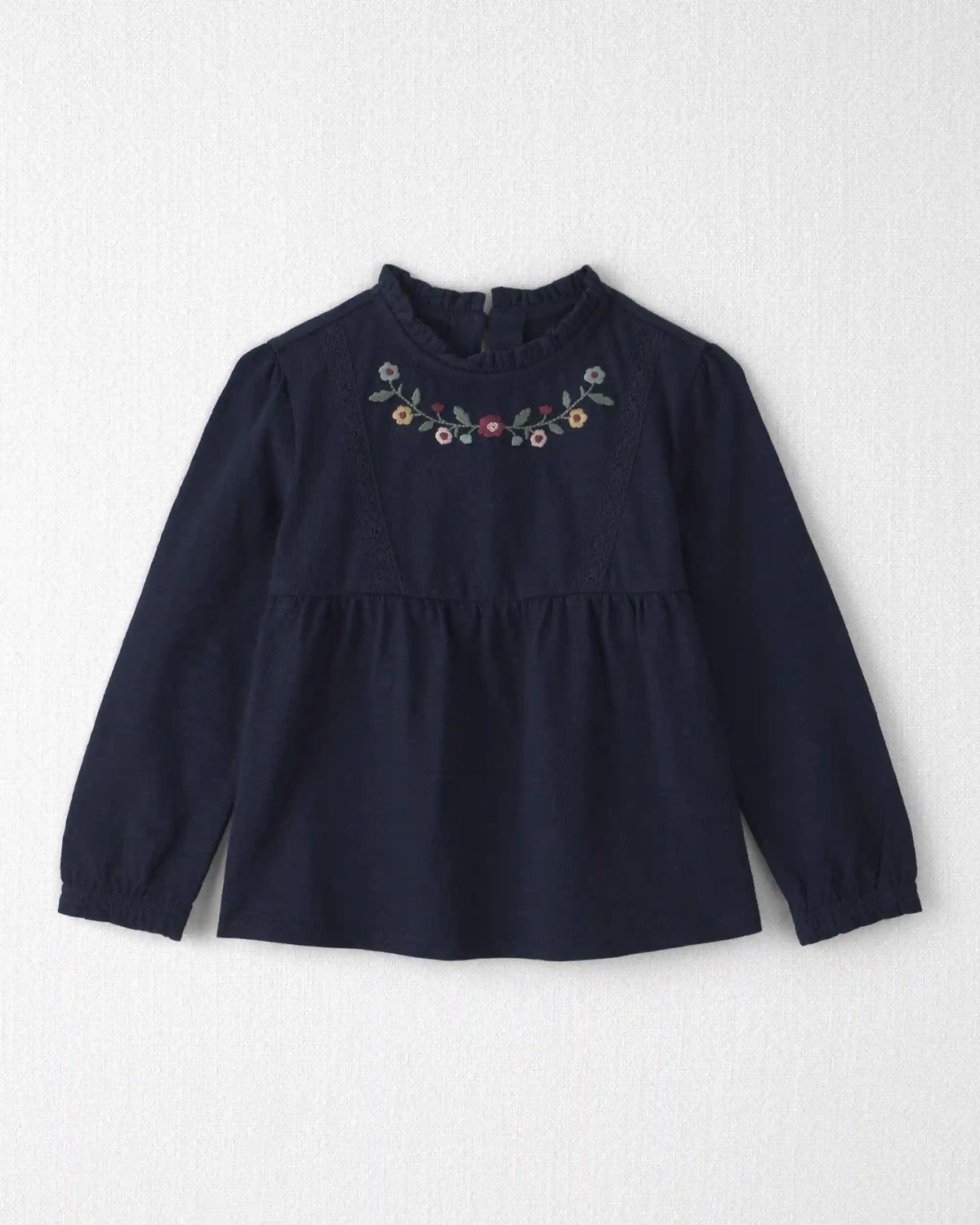 Toddler Girl Organic Cotton Embroidered Peplum Top
