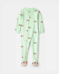 Toddler Dog 100% Cotton Snug Fit 1-Piece Pajama - Green