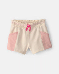 Toddler Girl French Terry Shorts - Pink/Ivory
