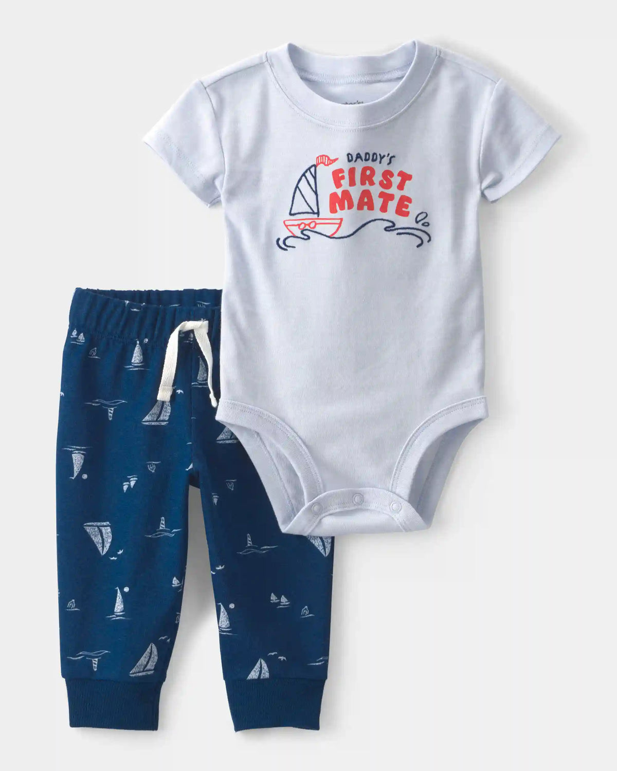 Baby Boy 2-Piece 'Daddy's First Mate' Boat Bodysuit & Pant Set - Blue