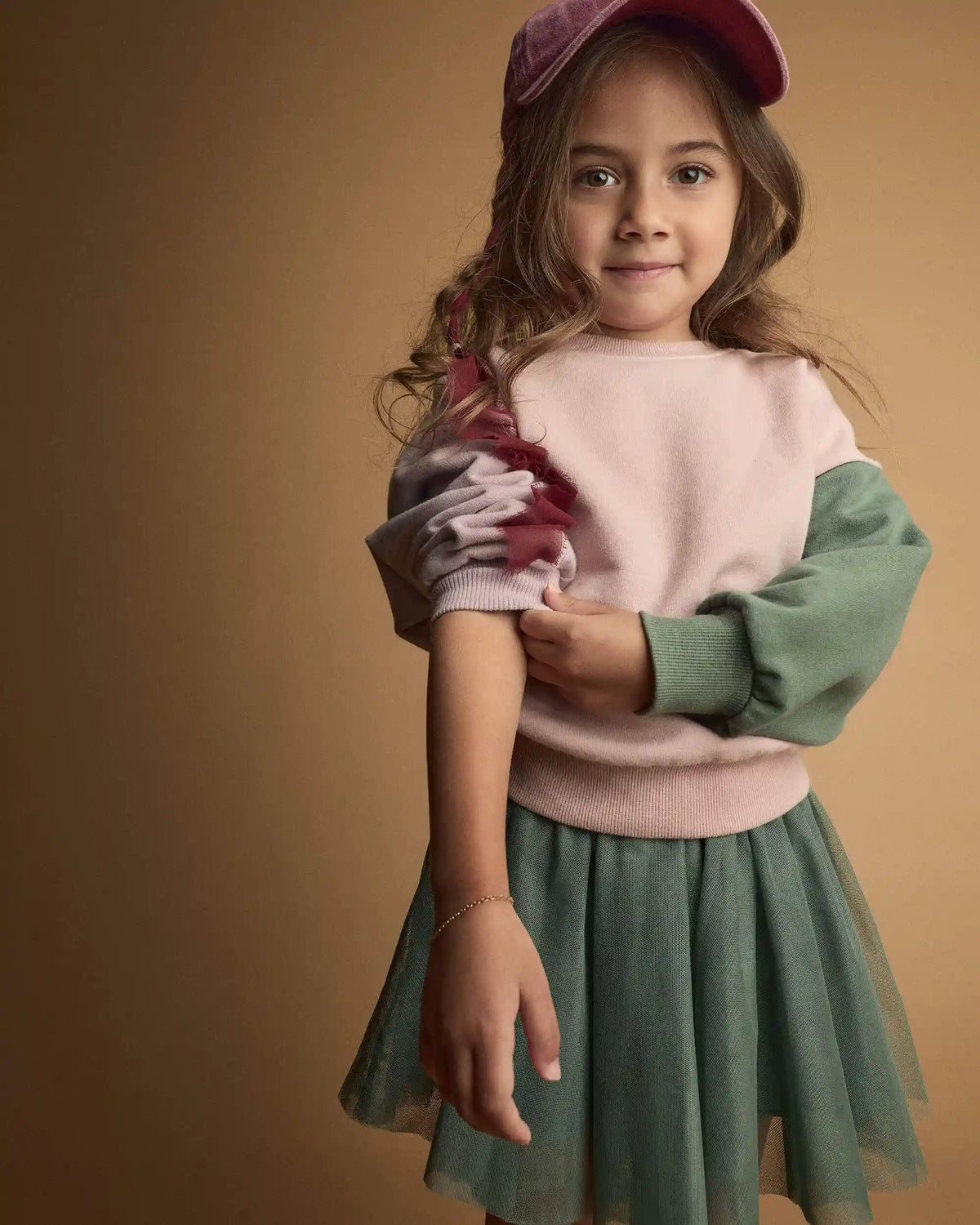 Toddler Girl Colorblock Pullover Sweatshirt - Light Pink/Mauve/Olive