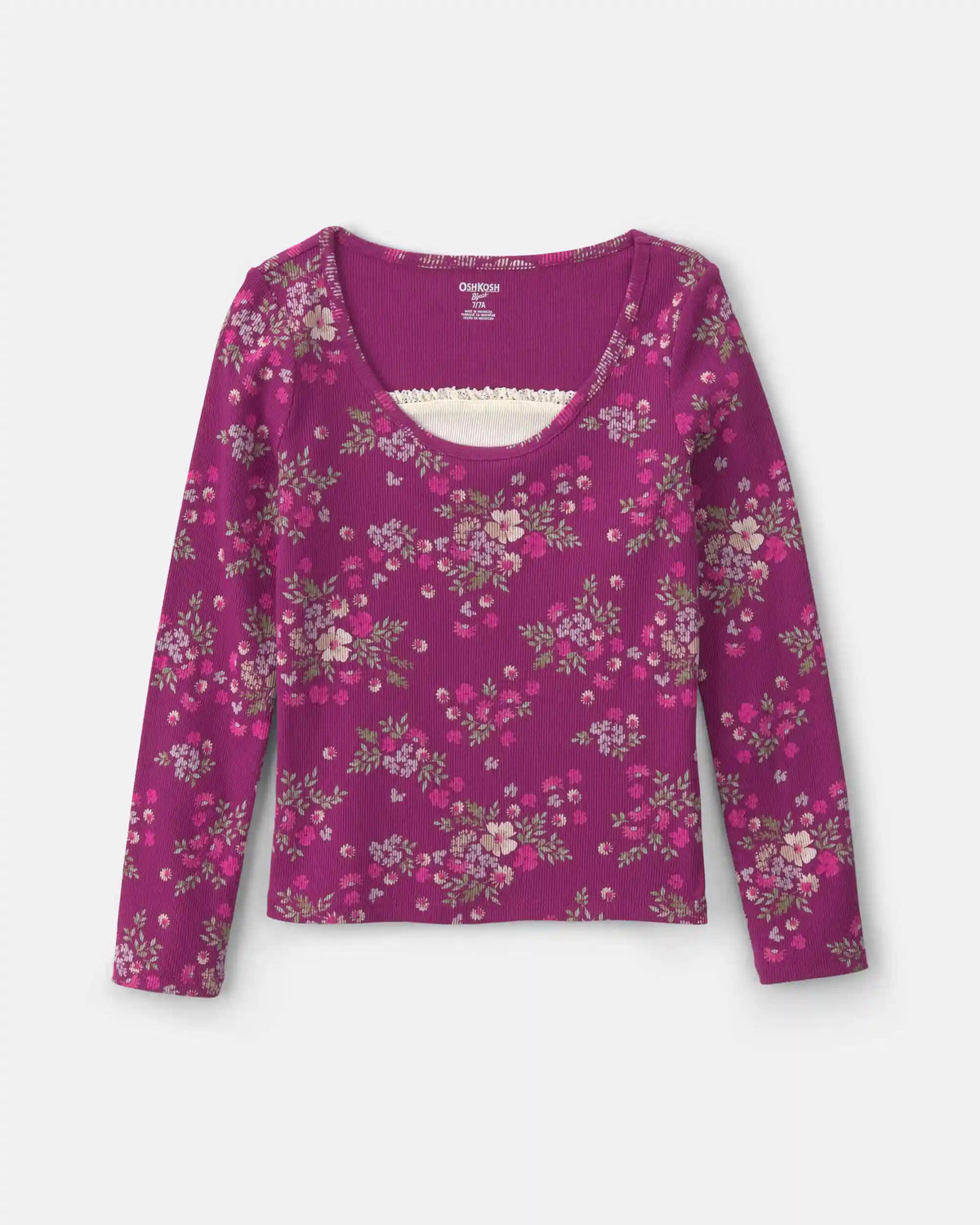 Girls Floral Long-Sleeve Top - Purple