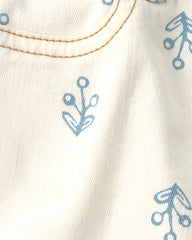 Baby Girl Floral Twill Shorts - Ivory