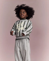 Toddler 'See Ya!' Striped Dolman-Sleeve Sweatshirt - Light Blue/Olive