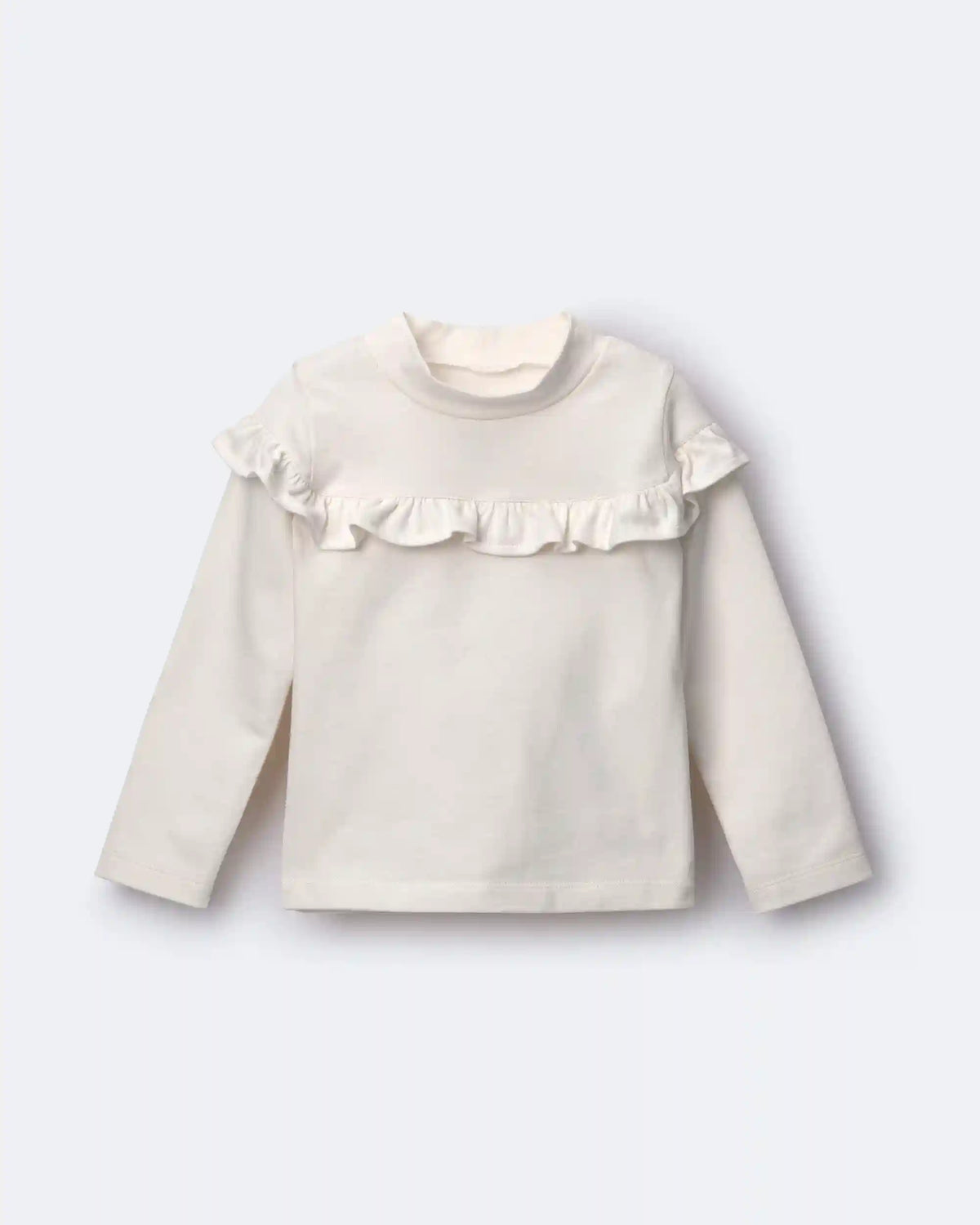 Toddler Girl Mock Neck Ruffle Top - Cream