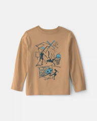 Boys Soccer Long-Sleeve Graphic Tee - Brown