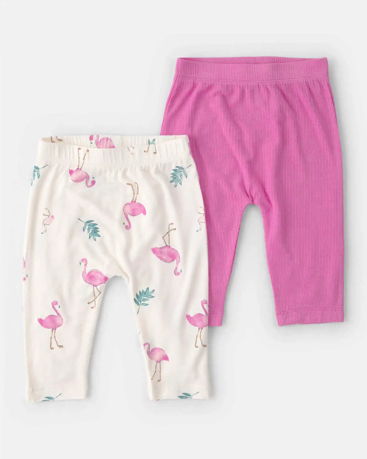 Baby Girl 2-Pack Flamingo PurelySoft Pull-On Pants - Pink/Ivory