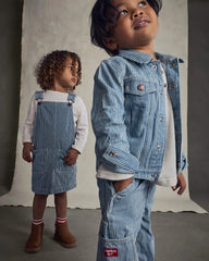 Toddler Boy Hickory Stripe Denim Carpenter Jeans - Light Wash