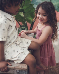 Toddler Boy 2-Piece Organic Cotton Gauze Top & Short Set in Palm Trees