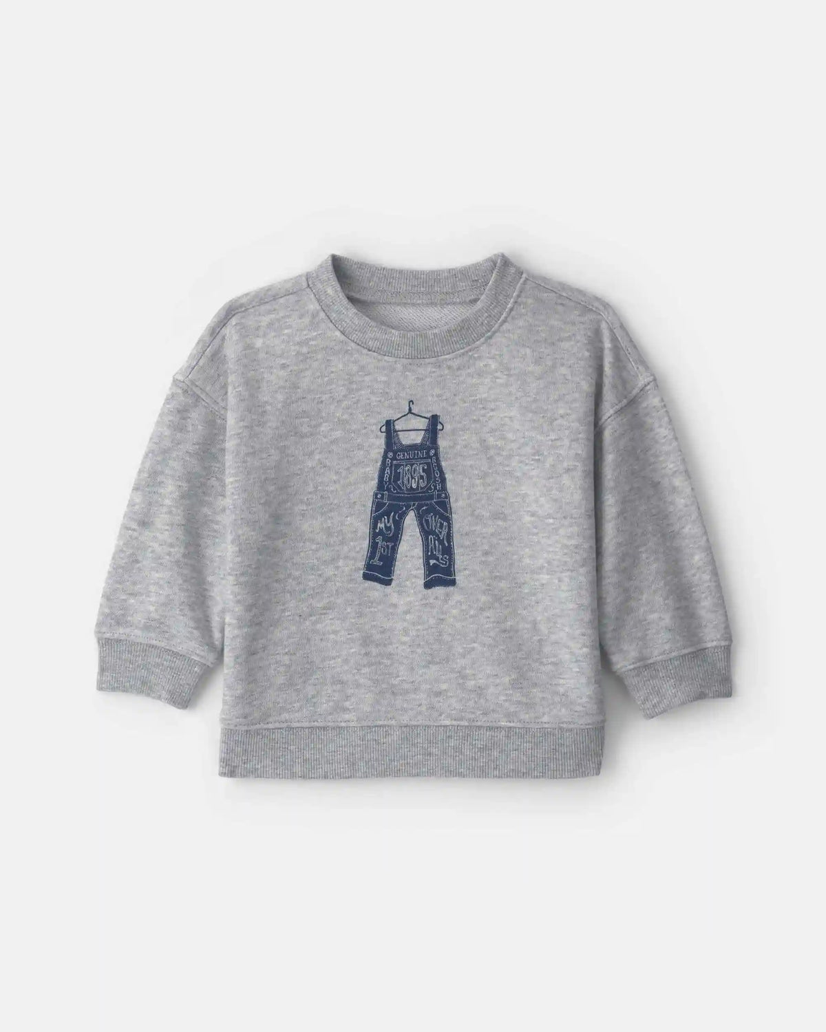 Baby Boy Overall French Terry Sweater - Grey
