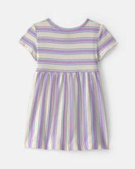 Baby Girl Striped Short-Sleeve Dress - Blue