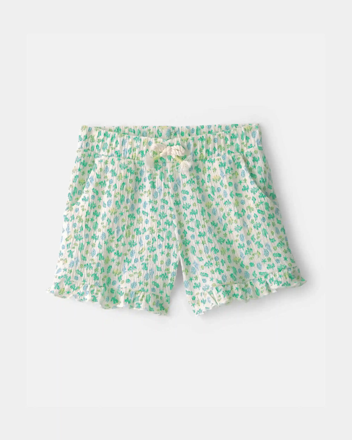Toddler Girl Ruffle-Trim Floral Shorts - Green