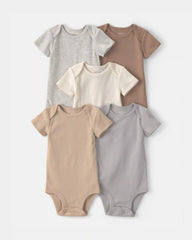 Baby 9-Piece Bodysuits & Pants Set - Grey/Ivory/Brown