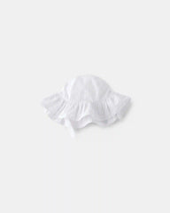 Baby Girl Cotton Swiss Dot Sunhat - White