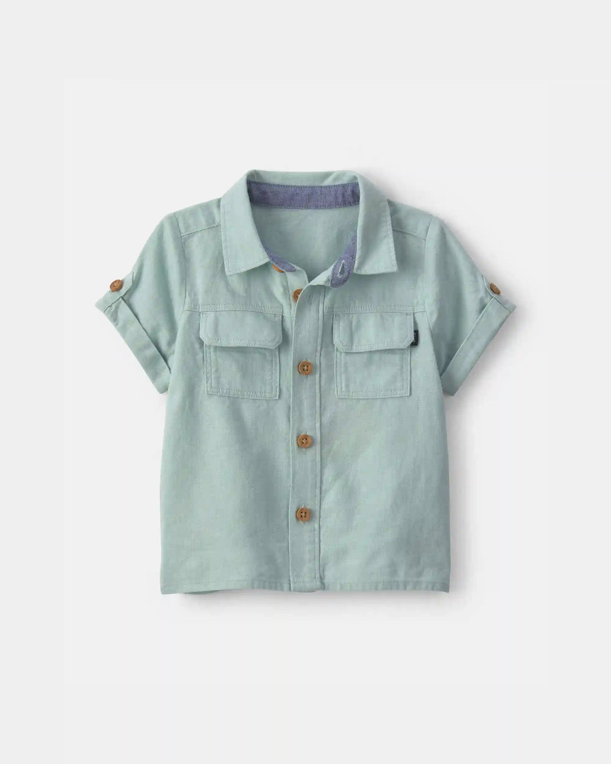 Baby Boy Linen Short-Sleeve Button-Down Shirt - Green