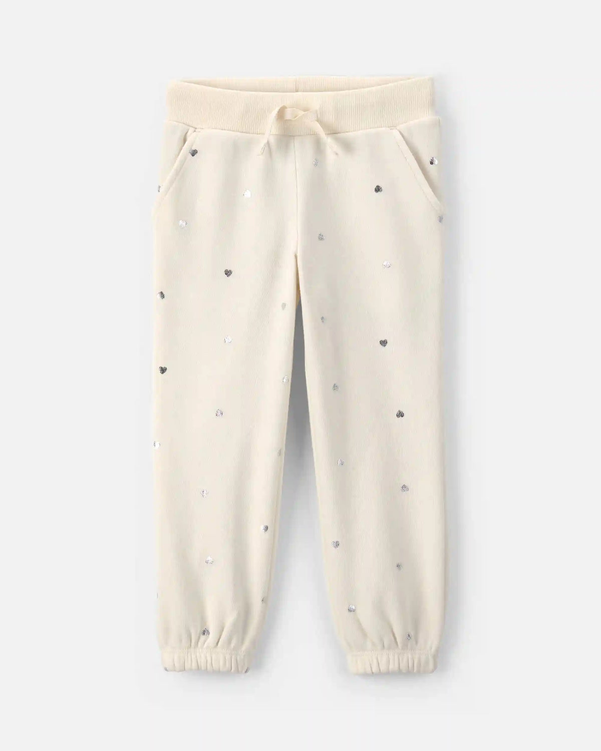 Toddler Girl Polka Dot Fleece Joggers - Cream