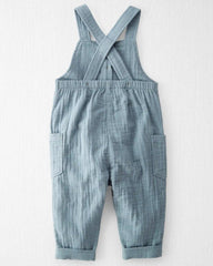 Baby Organic Cotton Gauze Overalls in Blue Creek
