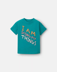 Toddler 'I Am Doing My Things' Relaxed  Graphic Tee - Teal