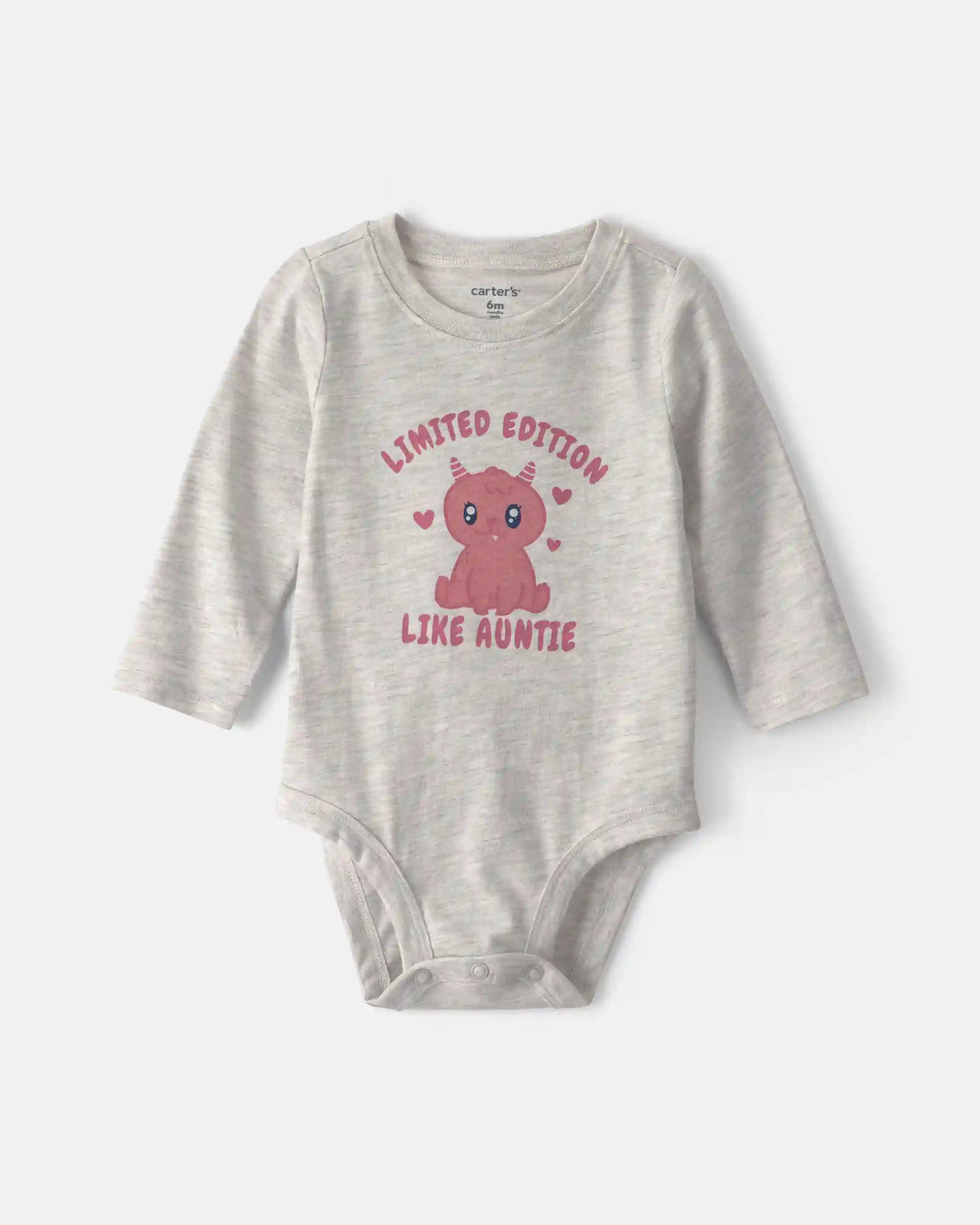 Baby Girl 'Limited Edition Like Auntie' Long-Sleeve Graphic Bodysuit - Grey