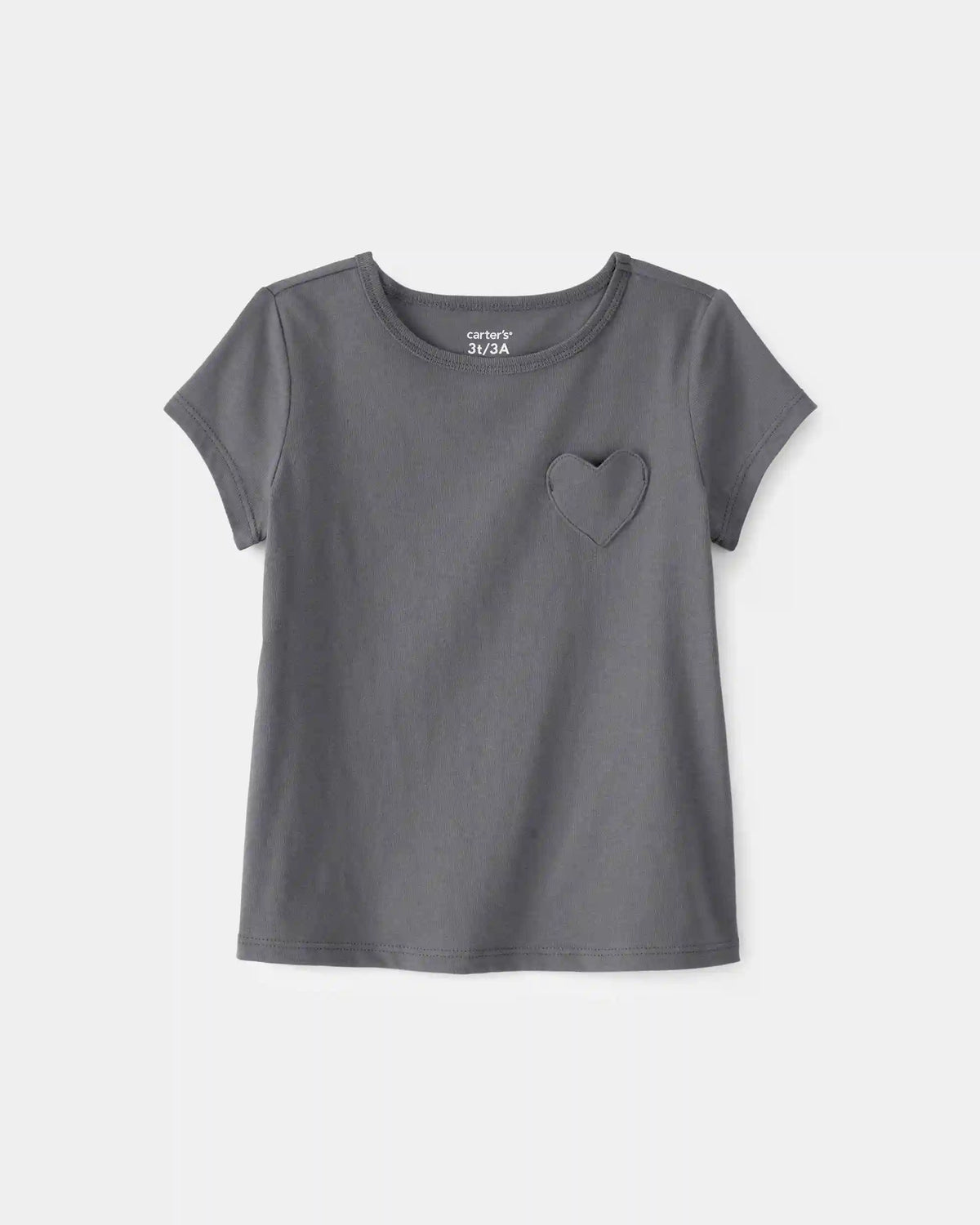 Toddler Girl Heart Pocket Top - Grey