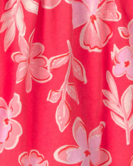 Girls Tropical Floral Skort - Coral