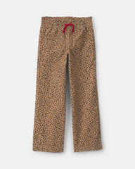 Girls Leopard Twill Pants - Brown
