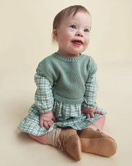 Baby Girl 2-Piece Checkered Flannel Long-Sleeve Dress - Green