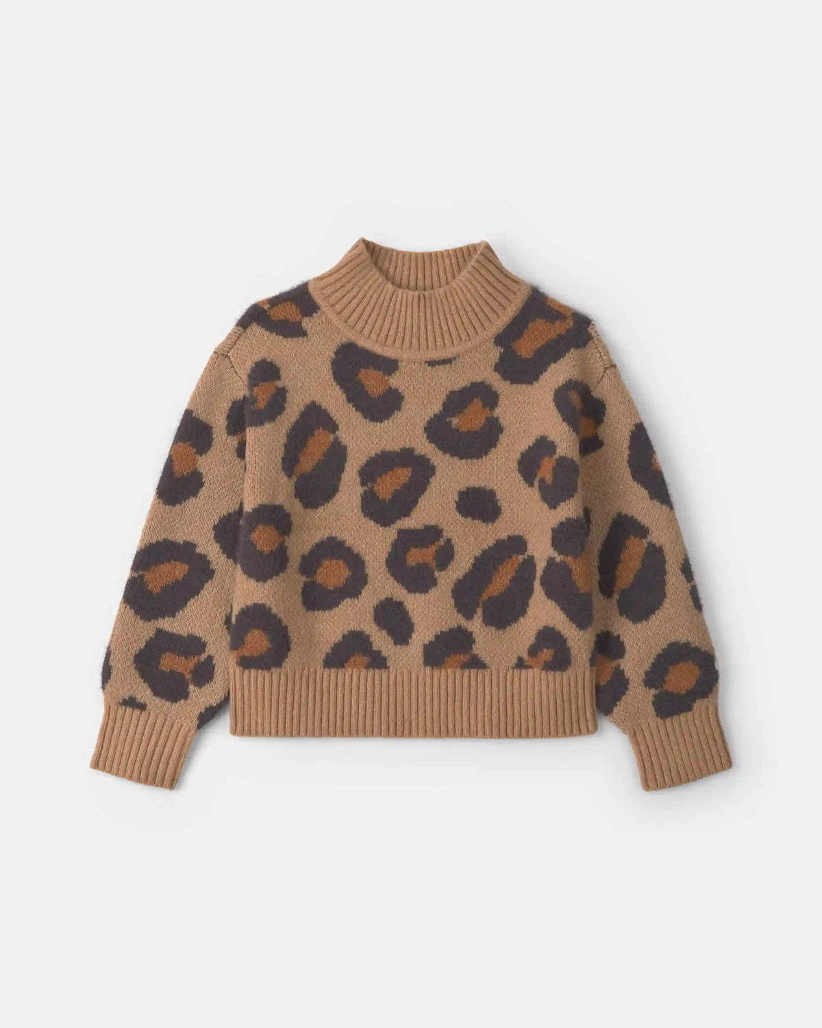 Girls Leopard Sweater - Brown/Black