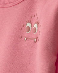 Baby Girl Monster Fleece Pullover Sweatshirt - Pink