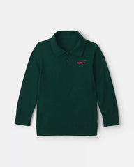 Boys Car Polo Sweater - Olive Green
