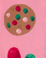Toddler Girl 1-Piece Christmas Gingerbread DreamPlush Snug Fit Footed Pajama - Pink