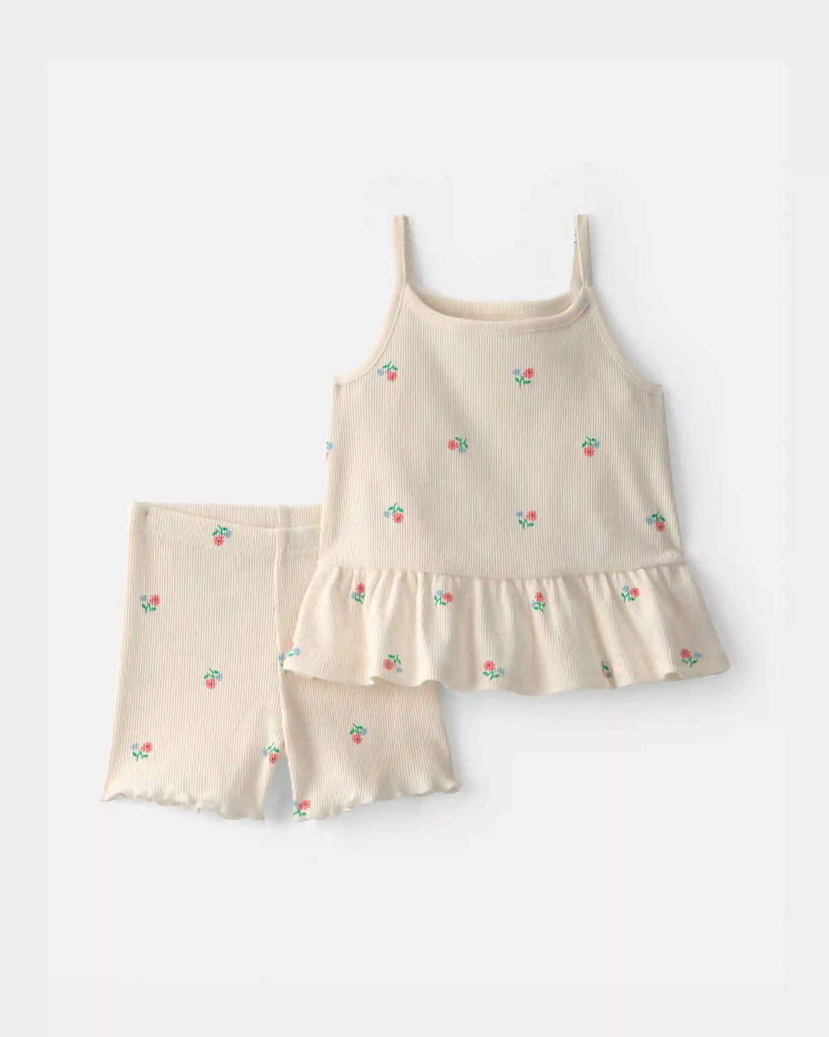 Baby Girl 2-Piece Floral Top & Short Set - Cream