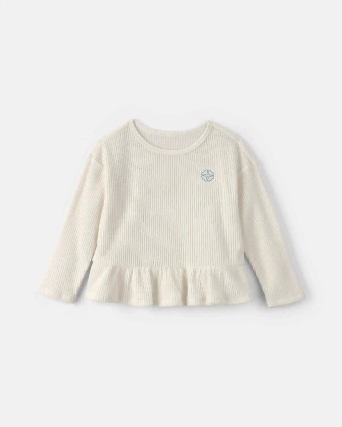 Toddler Girl Thermal Long-Sleeve Peplum Top - Cream