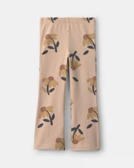 Toddler Girl Floral Cotton Pull-On Stretch Flare Leggings - Tan