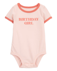Baby Birthday Girl Short-Sleeve Bodysuit - Pink