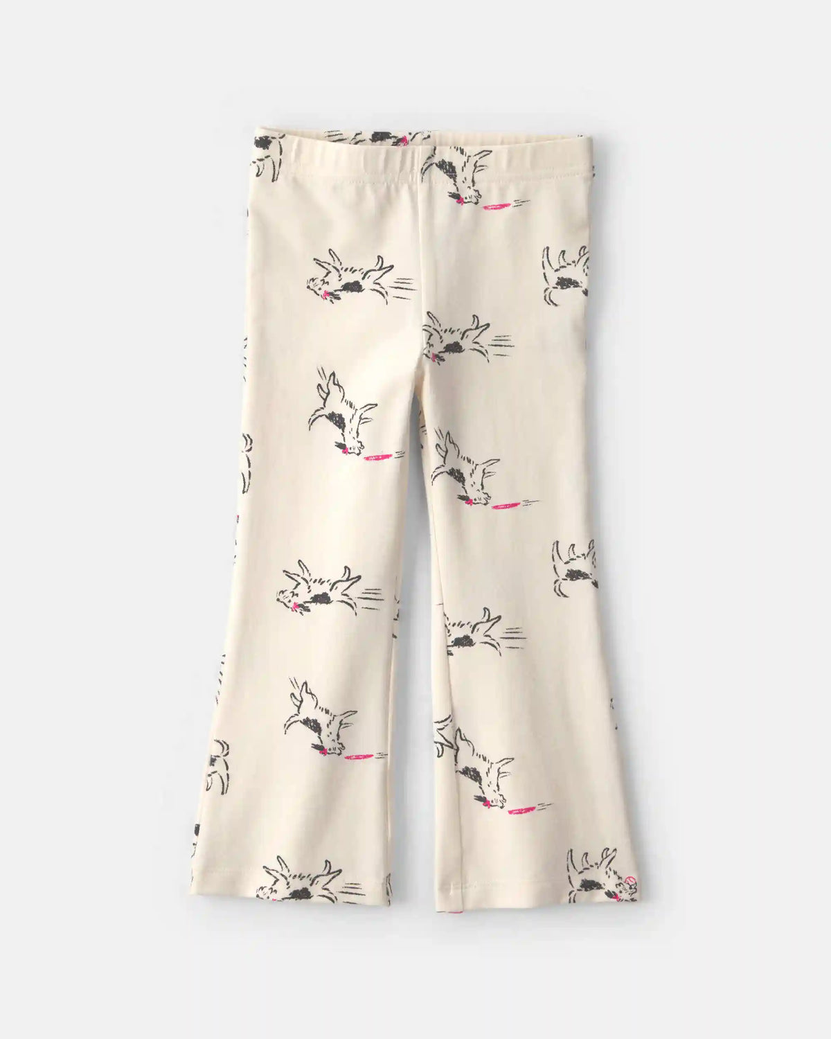 Toddler Girl Dog Cotton Pull-On Stretch Flare Leggings - Cream