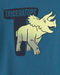 Toddler Boy Triceratops Dinosaur Graphic Tee - Blue