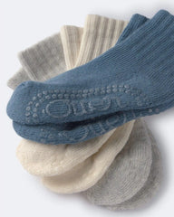 Toddler 3-Pack No-Slip Ankle Socks - Blue/Grey/Cream