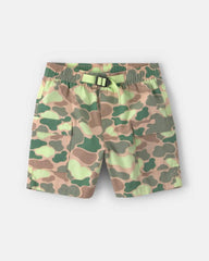 Boys Camo Canvas Cargo Shorts - Green