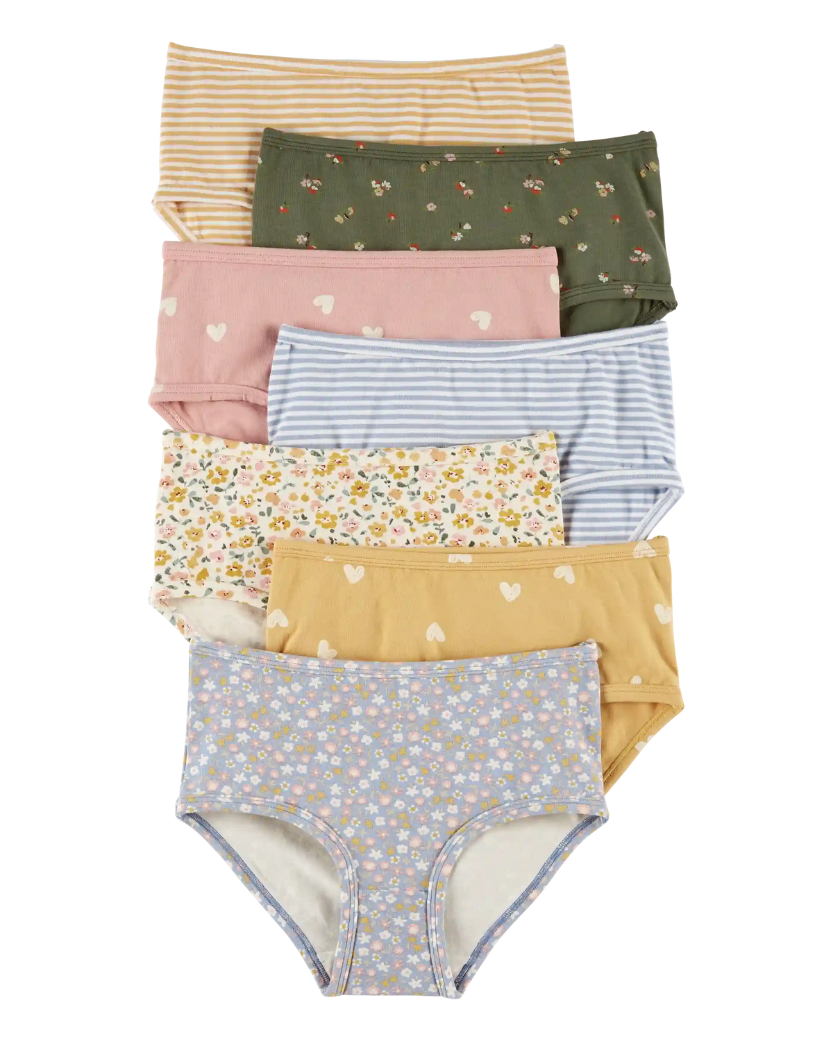 Kid 7-Pack Floral Brief Stretch Cotton Underwear